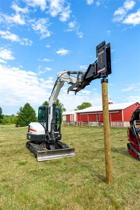 mini excavator post pounder|post pounder attachment for bobcat.